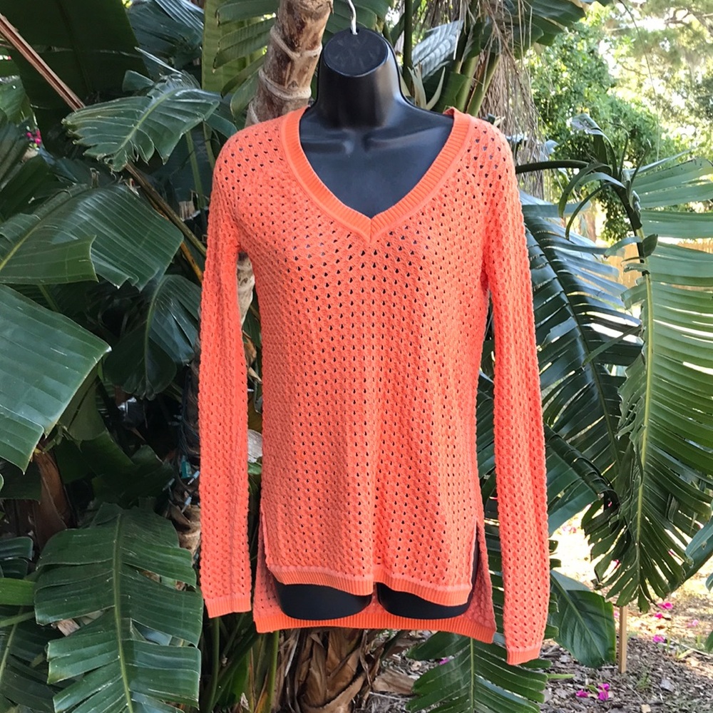 BCBG crochet luck sweater top or bathing suit cover up